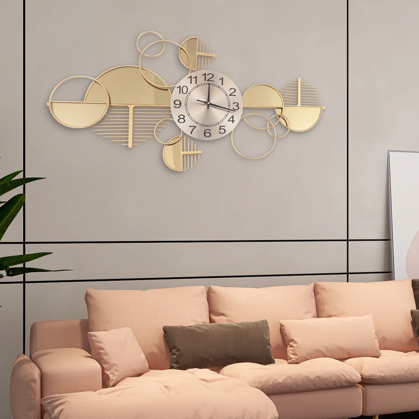 Modern Minimalist Gold Metal Wall Clock for Living Room