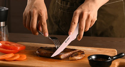 Aurora Pink Titanium Kitchen Knife Block Set