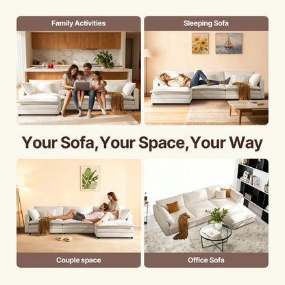 Modular Cloud L-Shaped Sectional with Ottoman