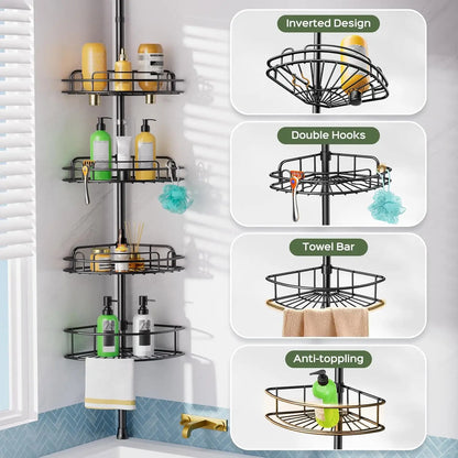 4-Tier Adjustable Shower Caddy with Tension Pole