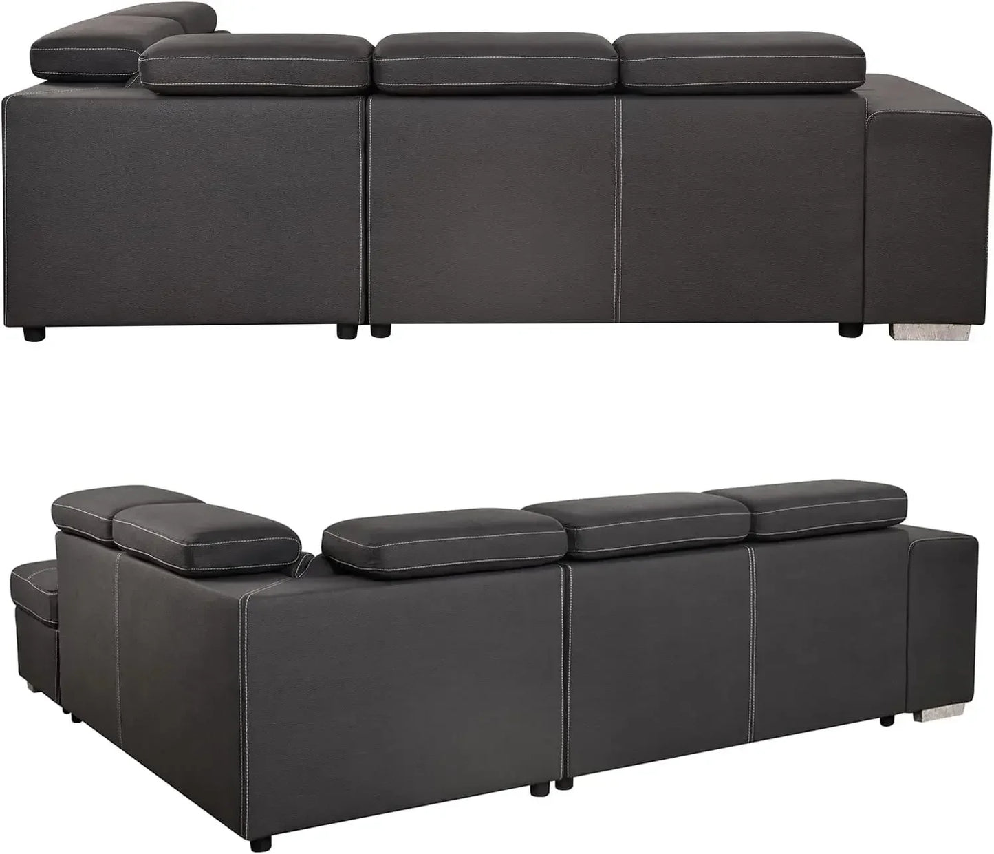 L-Shaped Sleeper Sectional with Pull Out Bed and Storage Ottoman