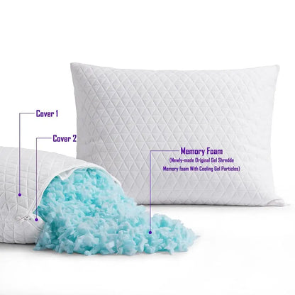 Cooling Adjustable Memory Foam Pillow Set of Two