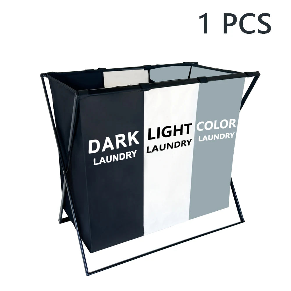 3 Section Laundry Sorter Hamper Basket