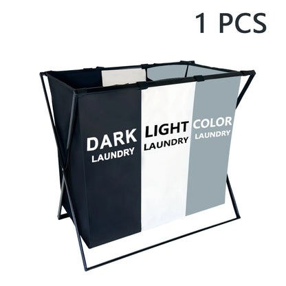 3 Section Laundry Sorter Hamper Basket