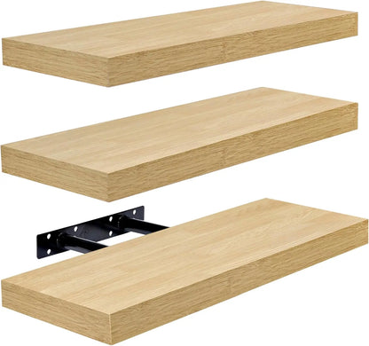 Modern Maple Wood Floating Wall Shelves Set