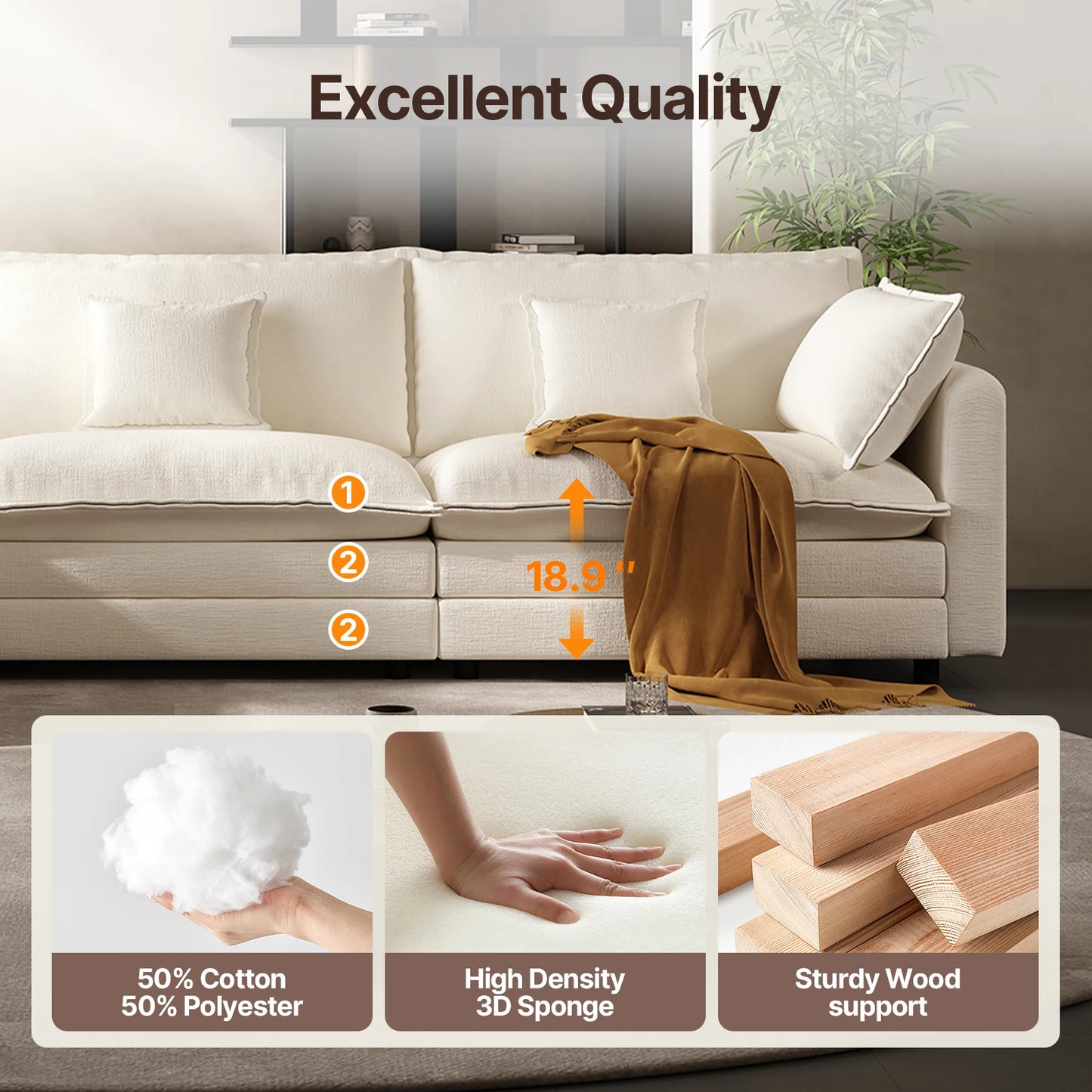 Modular Cloud L-Shaped Sectional with Ottoman