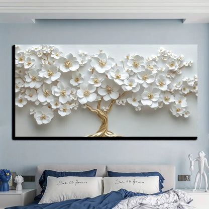 Nordic White Flower Framed Canvas Wall Art