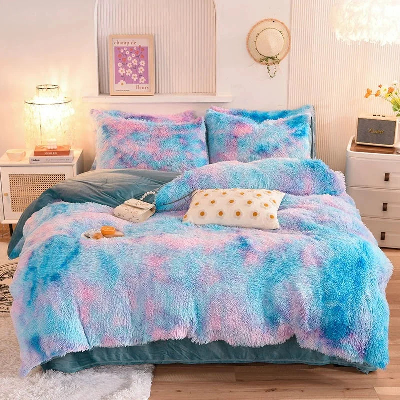 Luxury Plush Crystal Velvet 4 Piece Duvet Cover Bedding