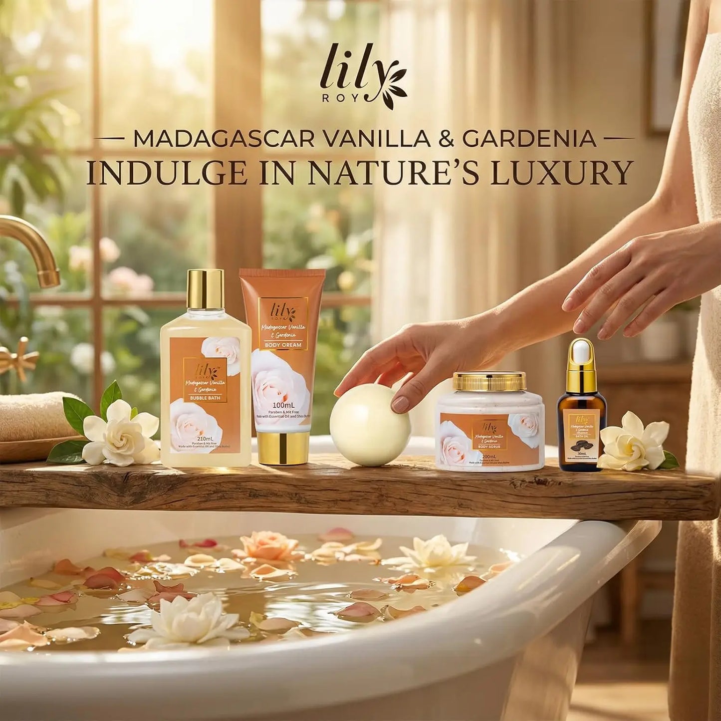 17-Piece Vanilla Spa Gift Set Luxury Bath Basket