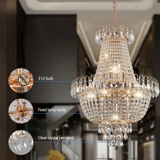 Luxury Gold Crystal Staircase Chandelier Ceiling Light