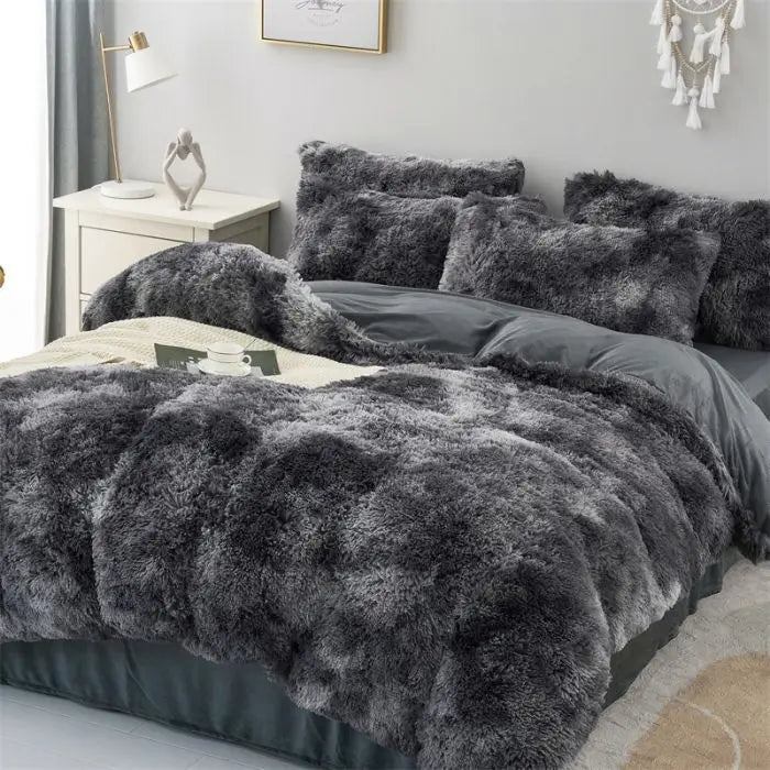 Luxury Plush Crystal Velvet 4 Piece Duvet Cover Bedding