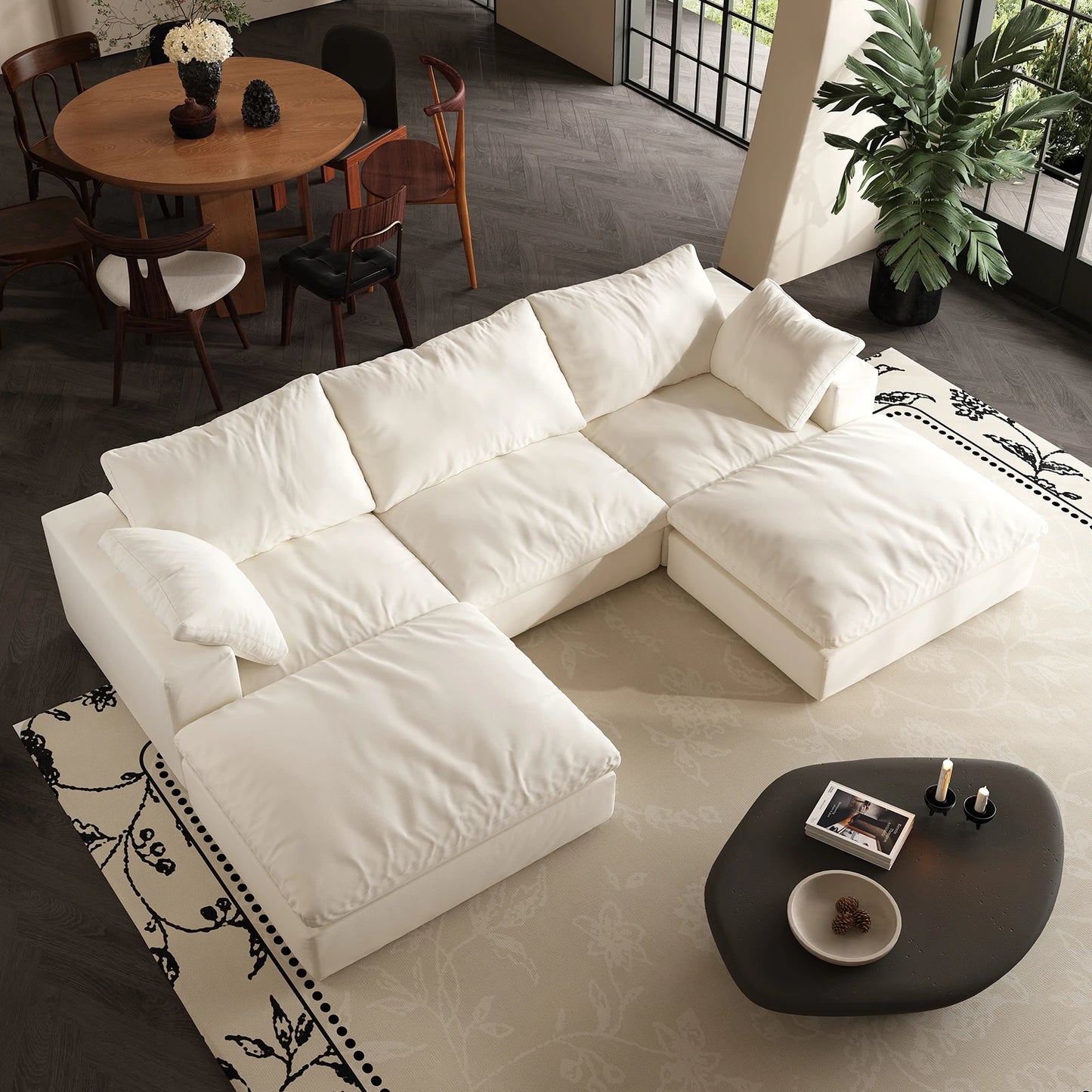 Oversized Modular Cloud Sectional Sofa with Ottoman
