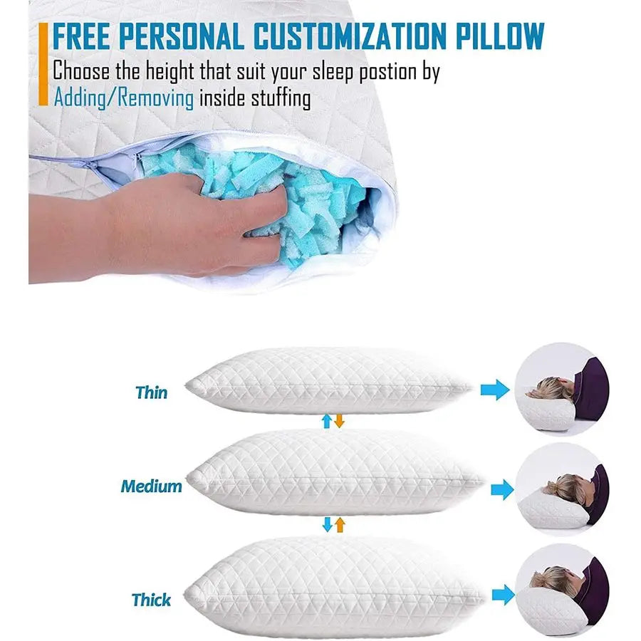 Cooling Adjustable Memory Foam Pillow Set of Two
