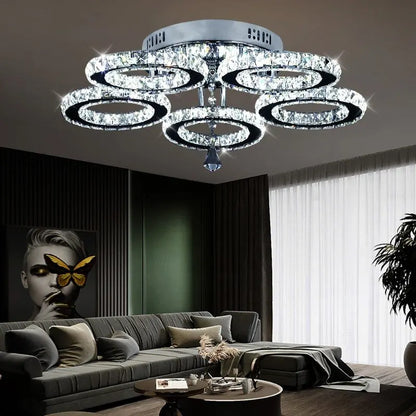 Modern Gold Crystal LED Ring Chandelier Light