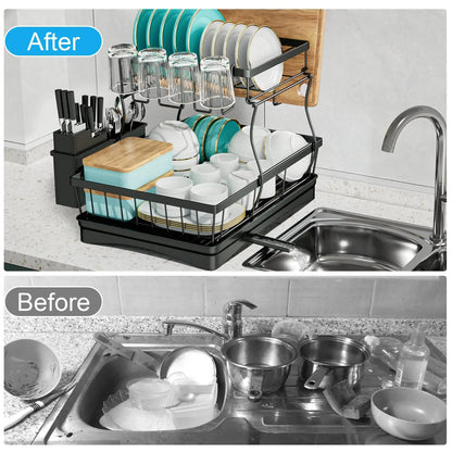 Two Tier Kitchen Countertop Dish Drying Rack