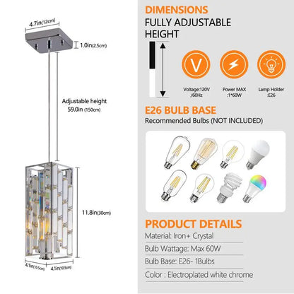 Modern Crystal Pendant Light Set of Three