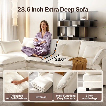 Modular Cloud L-Shaped Sectional with Ottoman