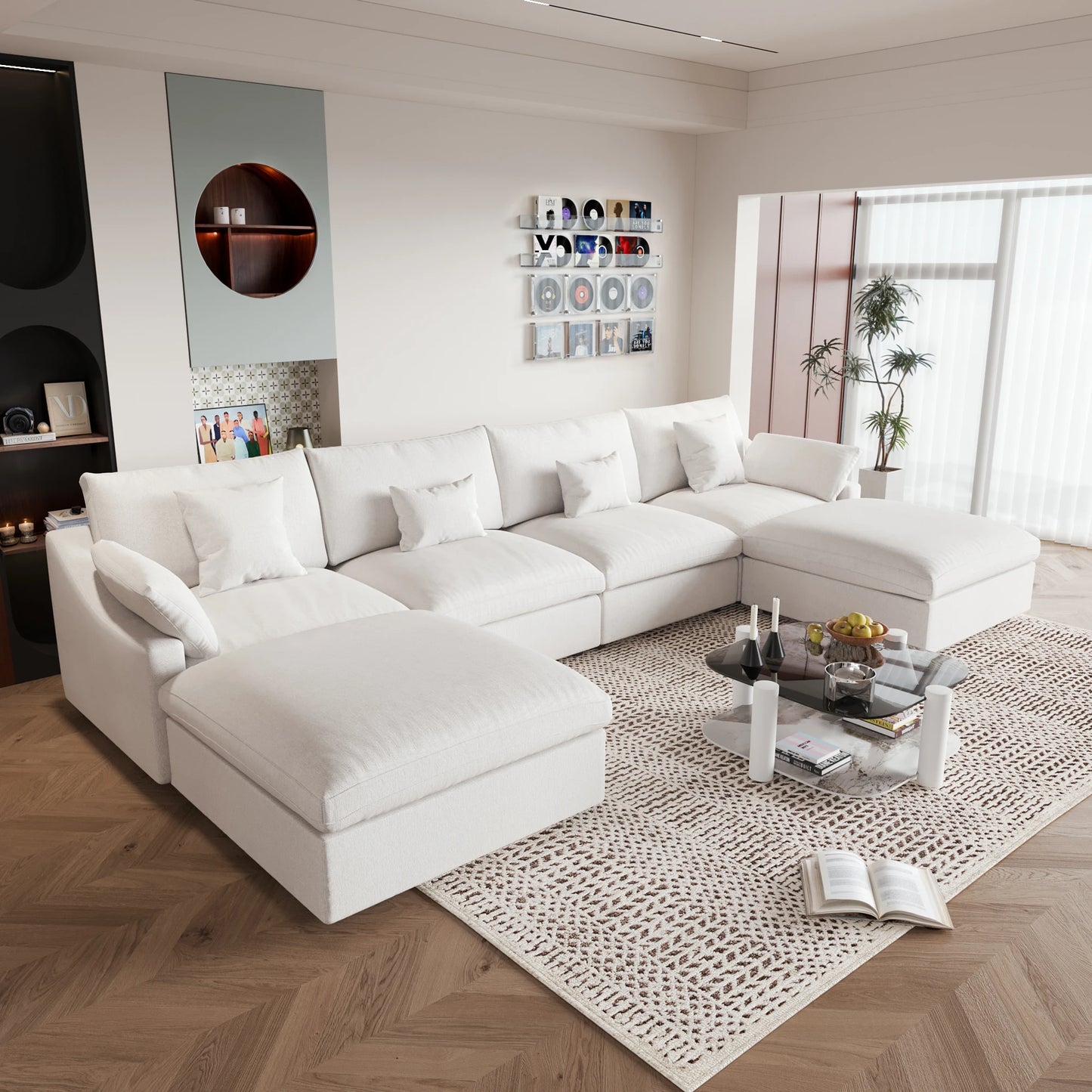 Modular Down Cloud U-Shaped Sectional Sofa