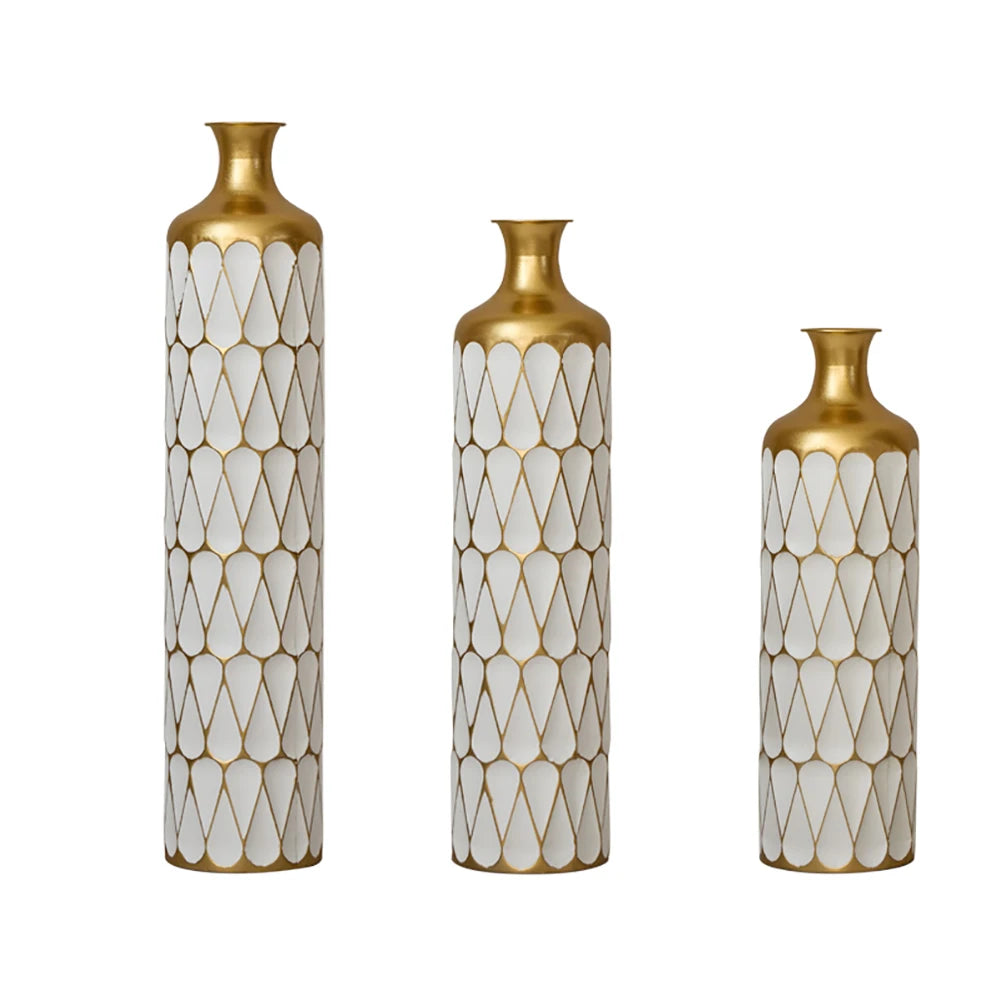 Modern Metal Floor Vase Set (3-piece) - Sculpture Drop Design