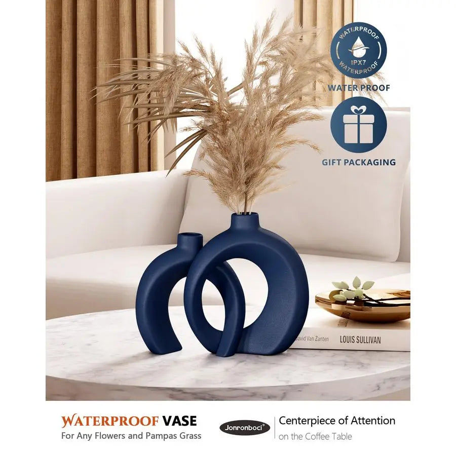 Decorative Ceramic Vase Set (2-Piece)