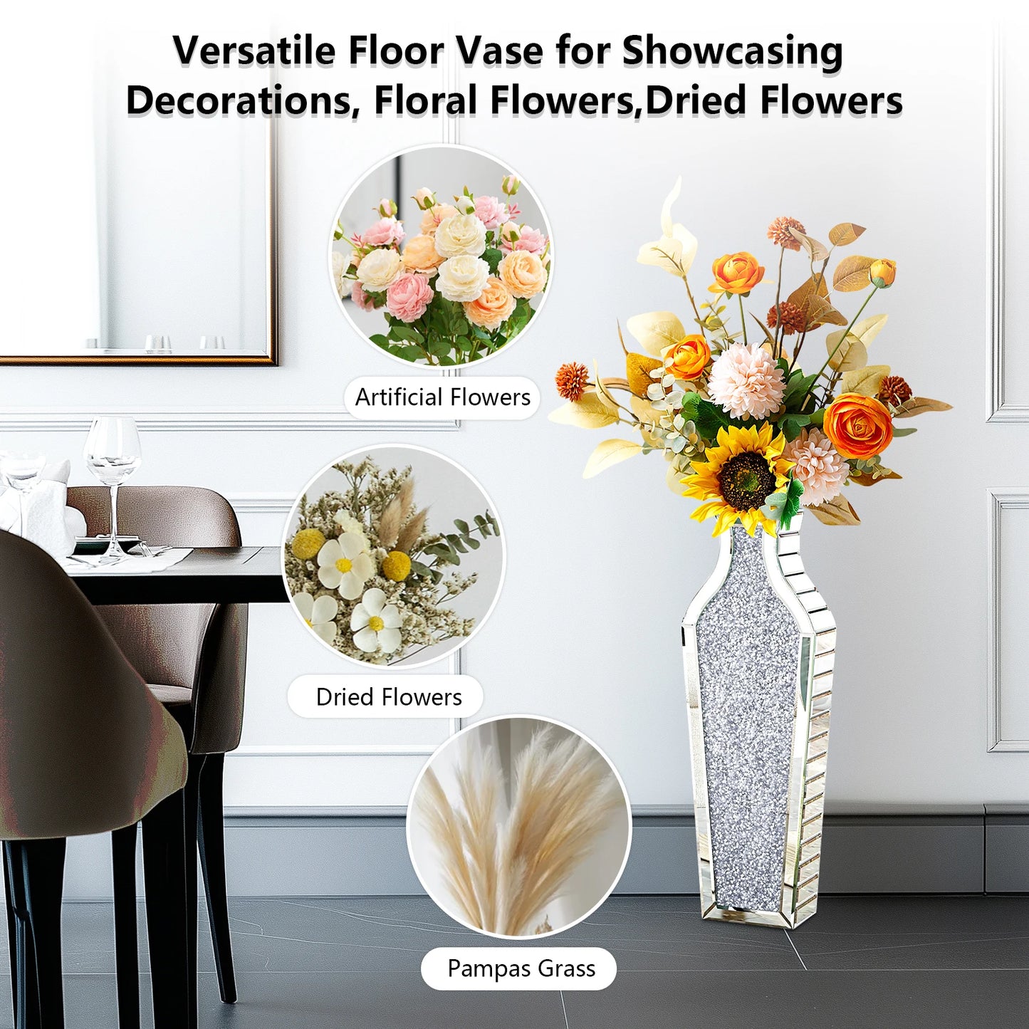 Luxury Crushed Diamond Floor Vase