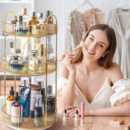 3-Tier Rotating Makeup Organizer Storage Rack