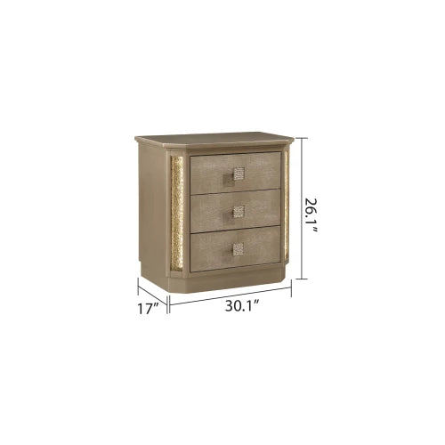Queen 5PC Bedroom set Made with Wood in Gold
