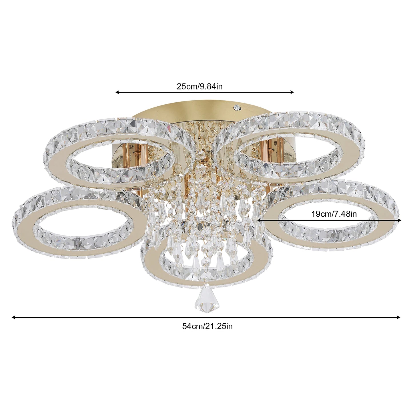 Modern Gold Crystal LED Ring Chandelier Light