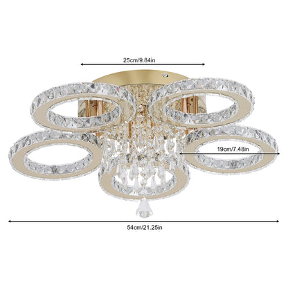 Modern Gold Crystal LED Ring Chandelier Light
