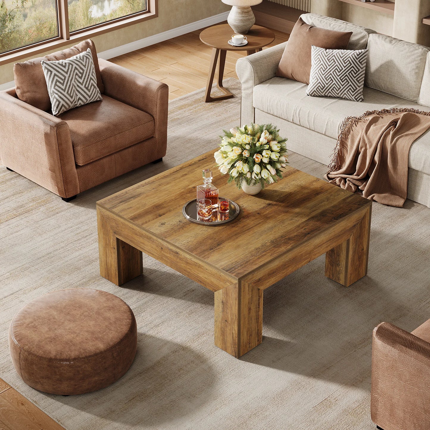 Farmhouse Square Wood Coffee Table