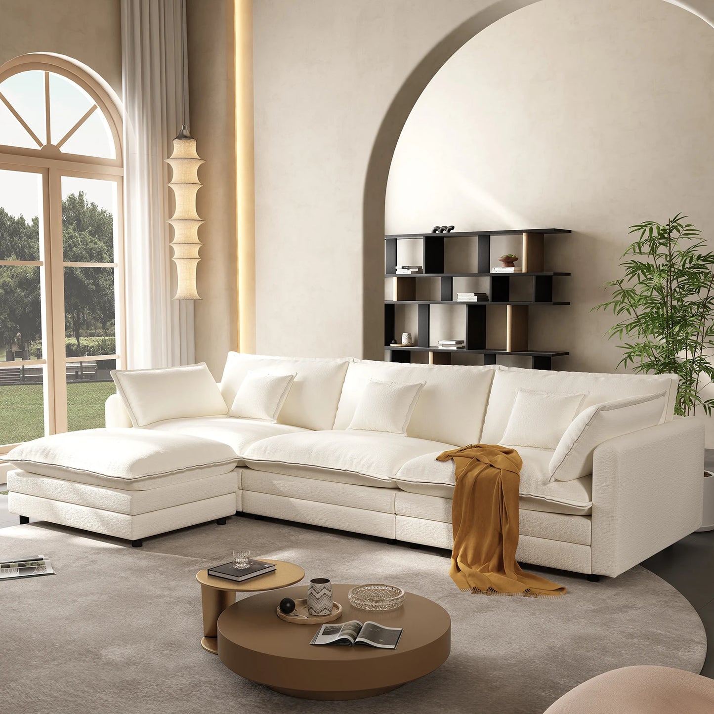 Modular Cloud L-Shaped Sectional with Ottoman