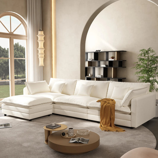 Modular Cloud L-Shaped Sectional with Ottoman