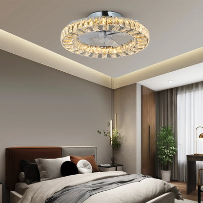 Modern Crystal Ceiling Fan Chandelier with remote