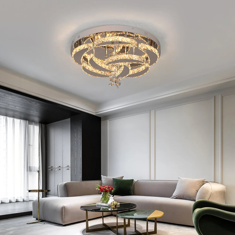 Luxury K9 Crystal Flush Mount Ceiling Chandelier