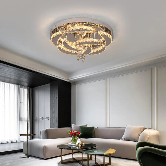 Luxury K9 Crystal Flush Mount Ceiling Chandelier