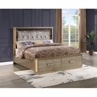 Queen 5PC Bedroom set Made with Wood in Gold