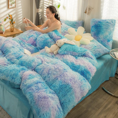 Luxury Plush Crystal Velvet 4 Piece Duvet Cover Bedding