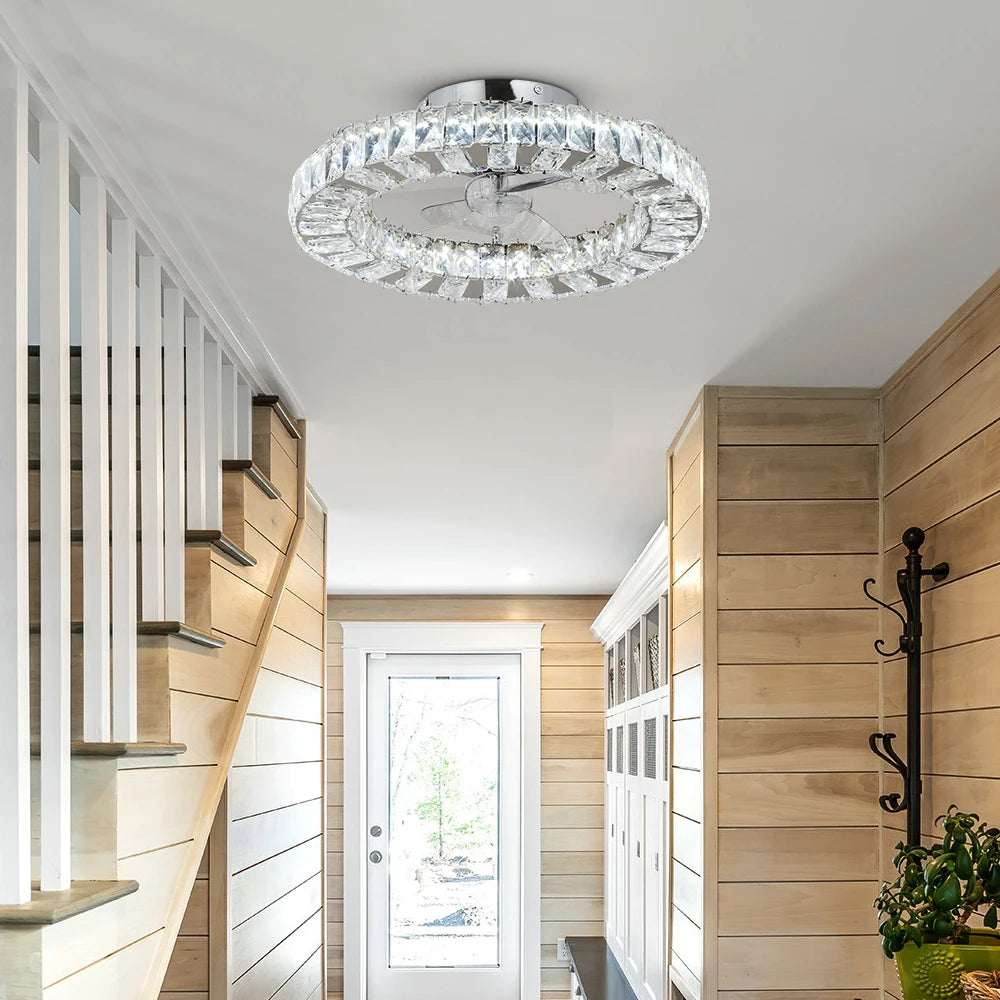 Modern Crystal Ceiling Fan Chandelier with remote