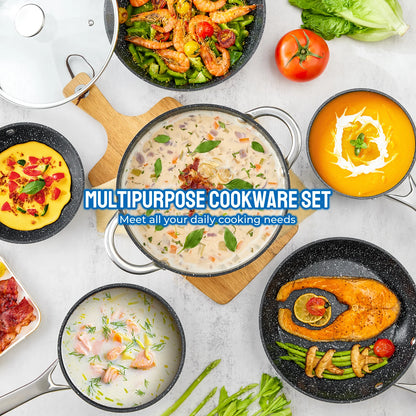 10-Piece Nonstick Induction Cookware Set Pots and Pans