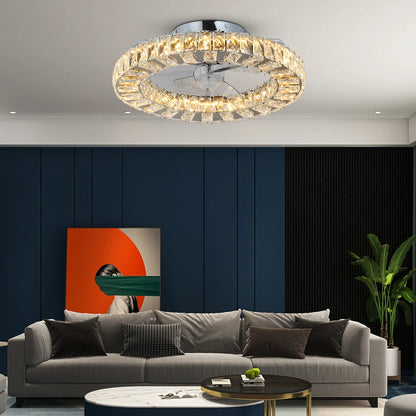 Modern Crystal Ceiling Fan Chandelier with remote
