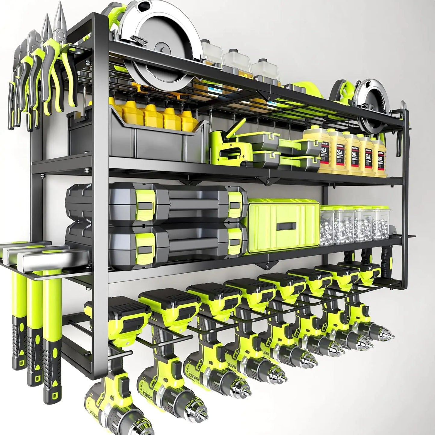 Wall Mount Power Tool Organizer with Drill Holder