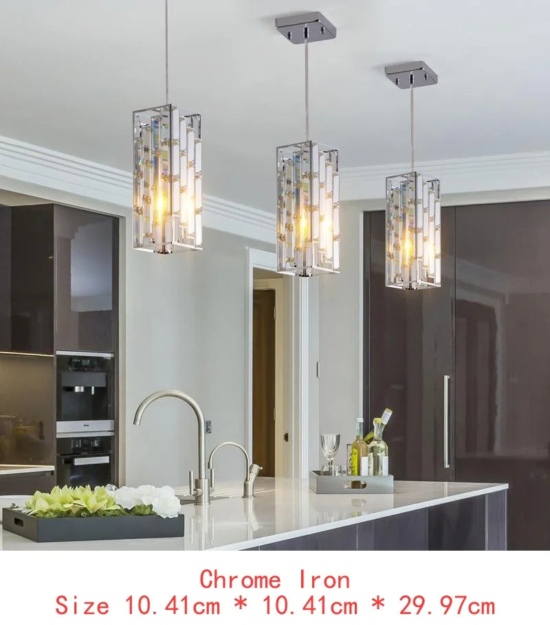 Modern Crystal Pendant Light Set of Three