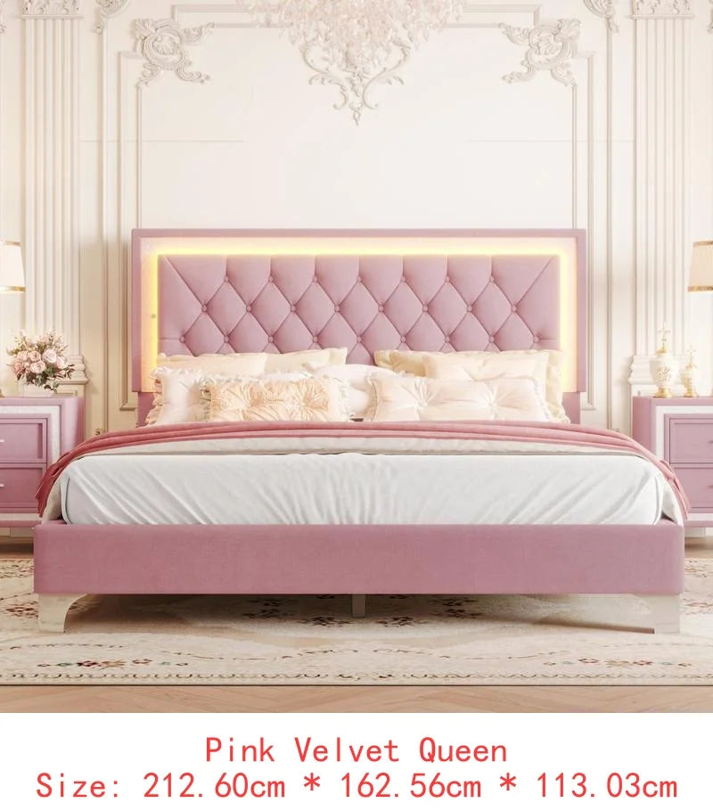 3-Piece Queen Upholstered Bedroom Set with LED Headboard