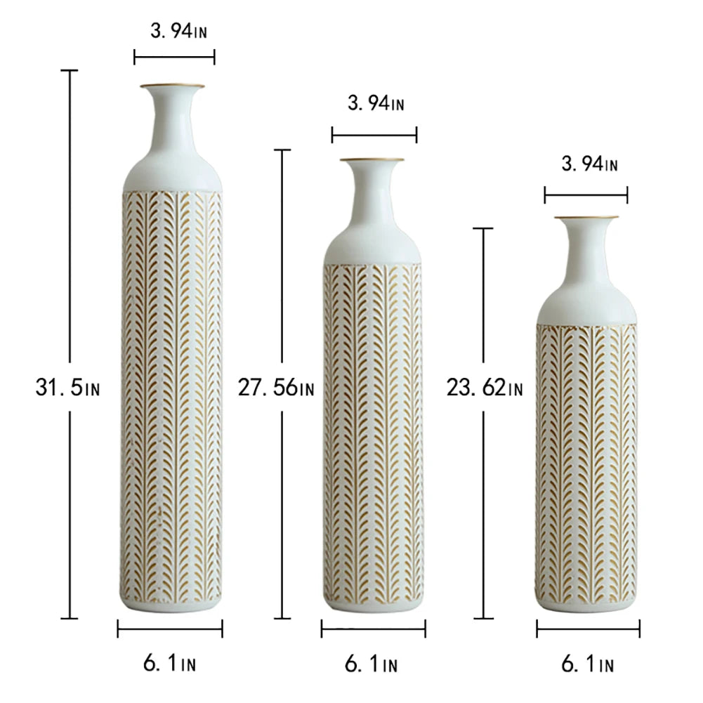 Modern Metal Floor Vase Set (3-piece) - Sculpture Drop Design