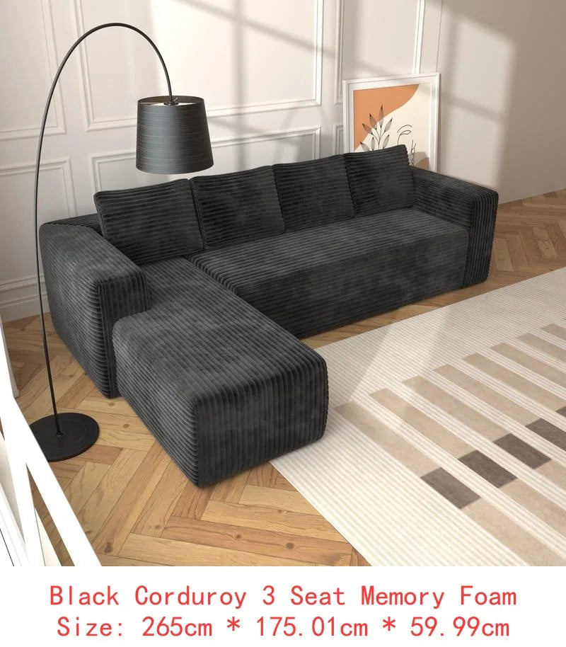 L-Shaped Cloud Deep Seat Sectional Sofa
