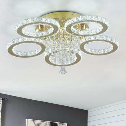 Modern Gold Crystal LED Ring Chandelier Light