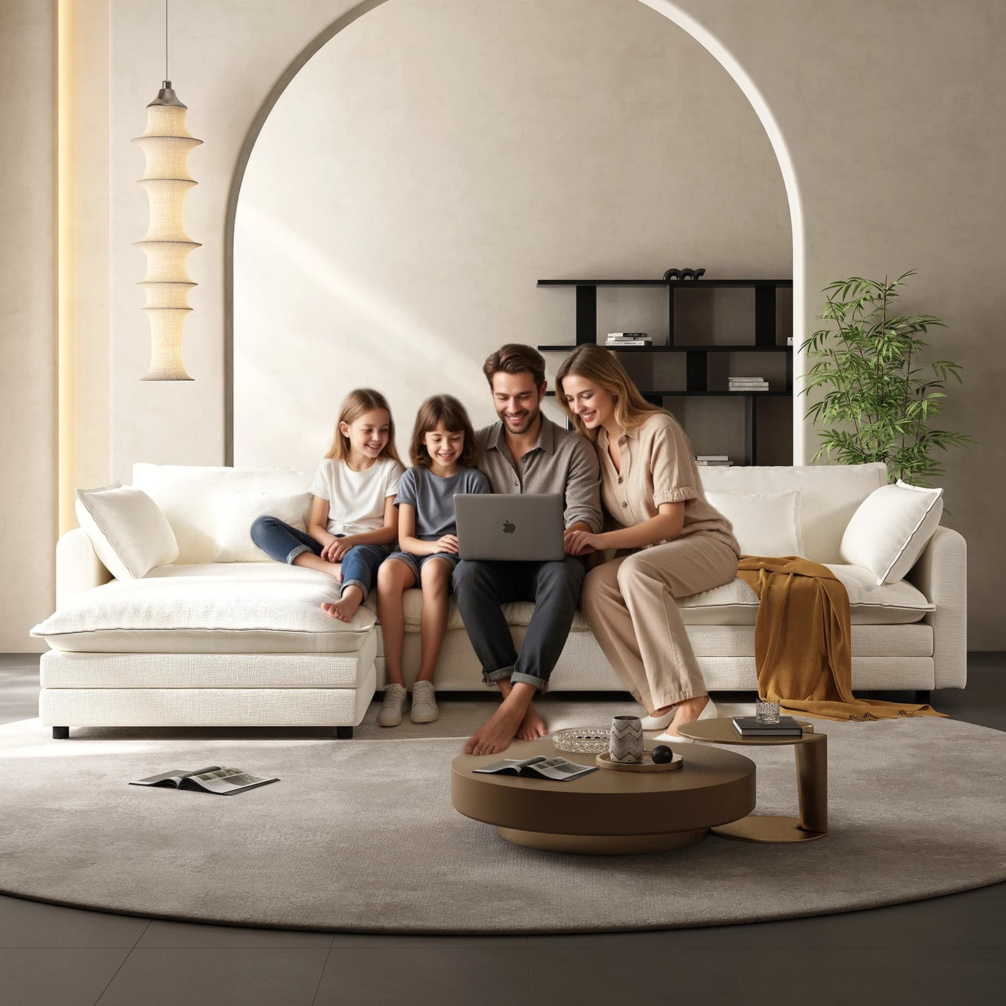 Modular Cloud L-Shaped Sectional with Ottoman