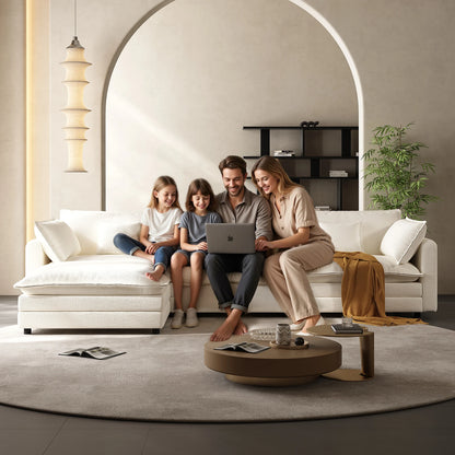 Modular Cloud L-Shaped Sectional with Ottoman