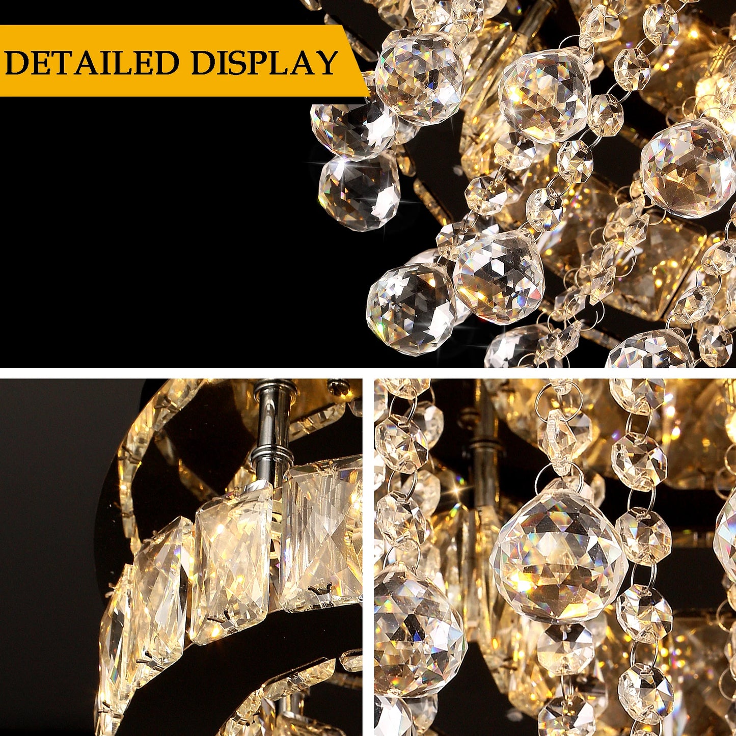 Luxury Crystal Flush Mount Ceiling Chandelier Light