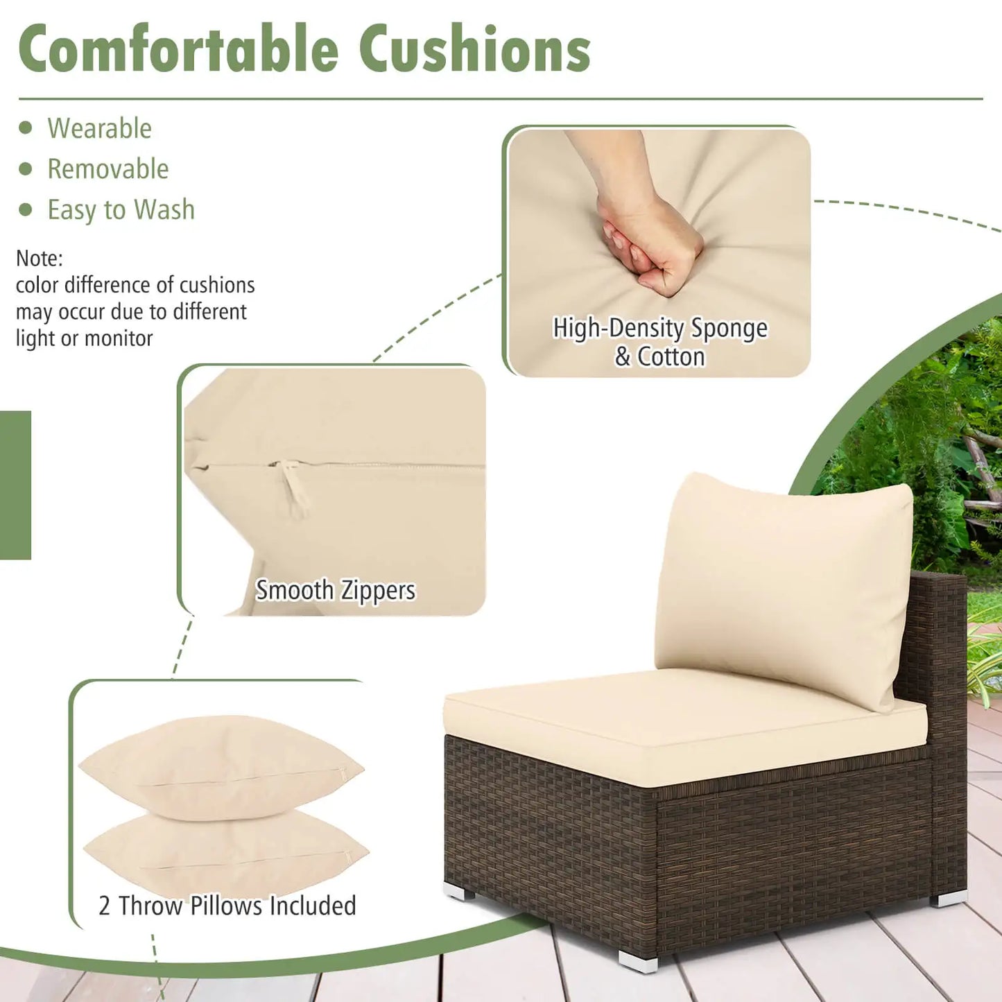 7-Piece Outdoor Rattan Patio Sectional Conversation Set
